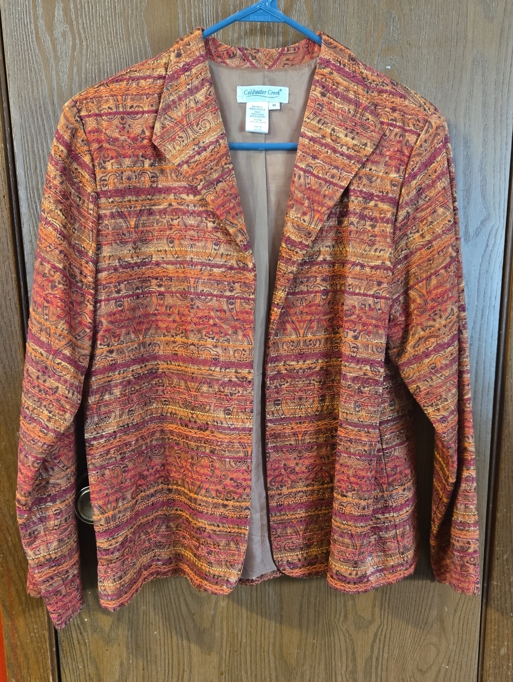 Coldwater Creek Orange and Rust Patterned Blazer